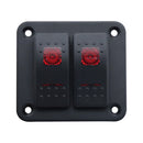 2-Speed Red LED Marine Boat Switch Panel RV Waterproof On-Off 5P Rocker Switch