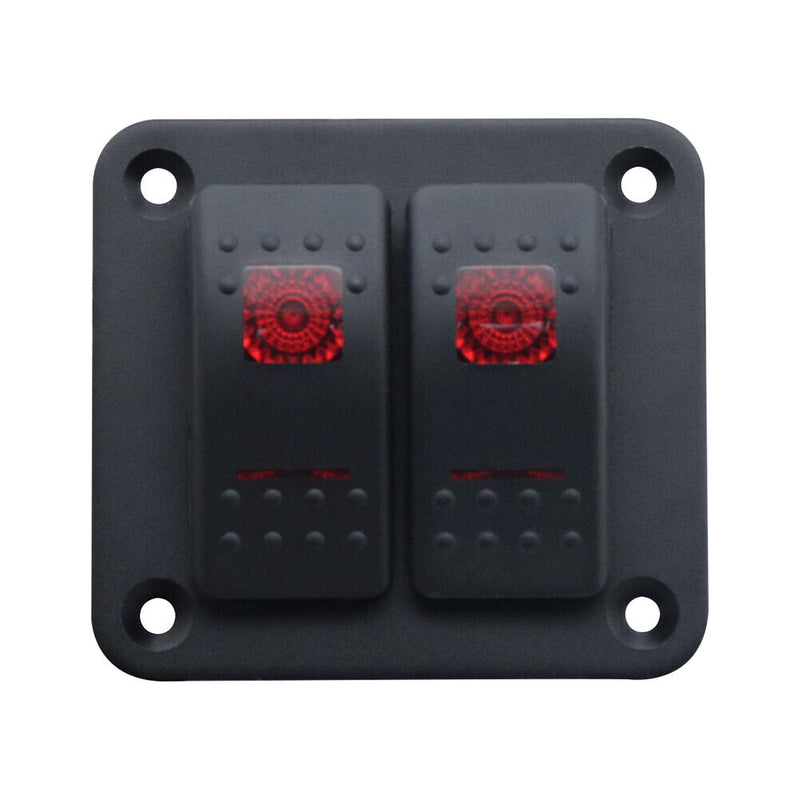 2-Speed Red LED Marine Boat Switch Panel RV Waterproof On-Off 5P Rocker Switch