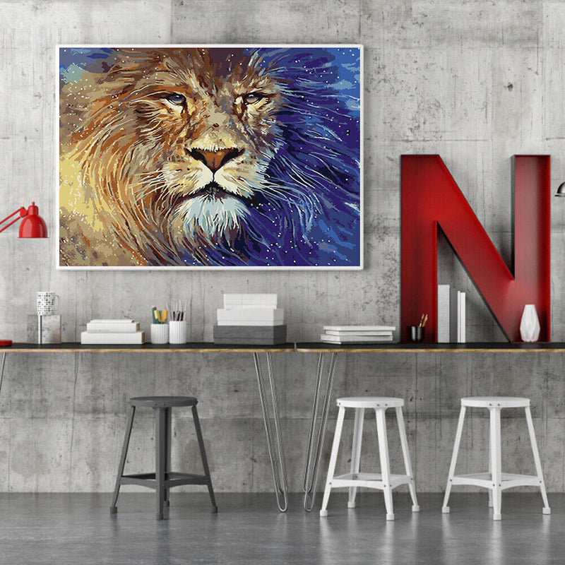 Lion Oil Paint By Numbers DIY Handpainted on Canvas Wall Art Pictures Unframed