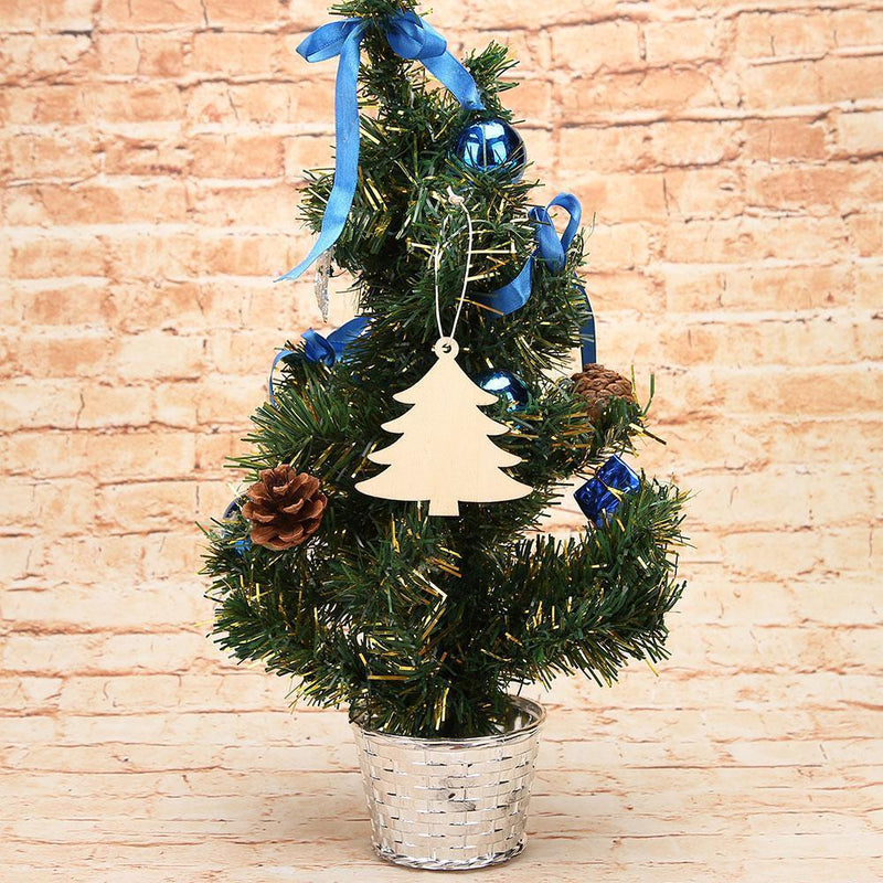10pcs Wood Christmas Tree Hanging Pendant Xmas Party Ornament Decor (Tree)