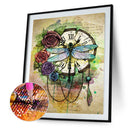 5D Diamond Painting Kit DIY Dragonfly Clock Full Round Drill Crafts Home Decor