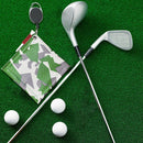 Mini Square Double-Sided Golf Ball Cleaning Towel w/ Carabiner Camo (Green)