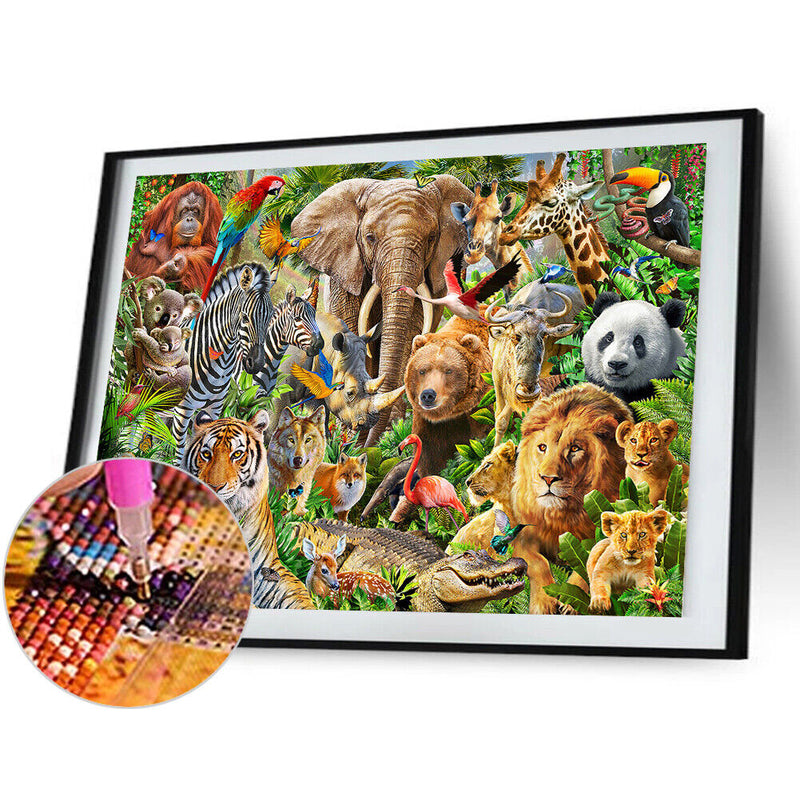 5D DIY Animals Full Round Drill Mosaic Diamond Painting Picture Rhinestone Craft