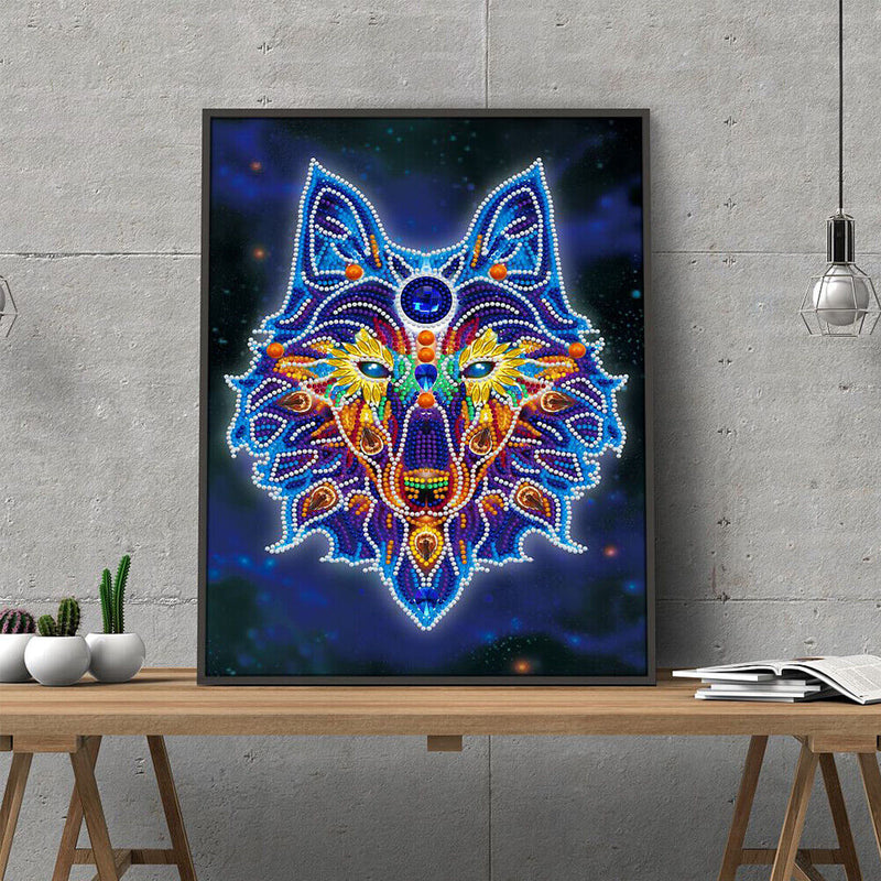 Part Drill Diamond Painting Wolf Luminous Art 5D DIY Special Shaped Picture Kit