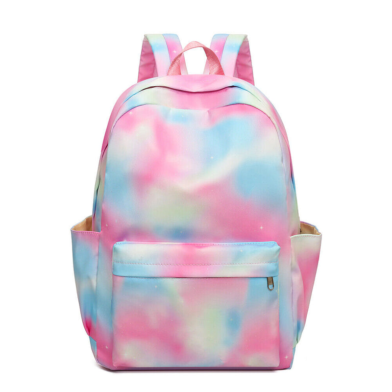 #A 3pcs/set Backpack Gradient Rainbow Print Kids Bookbag 3 in 1 Lunch Bag Girl