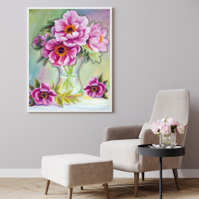 Paeonia Flower Series Oil Paint By Numbers Kit Frameless Drawing Picture Decor