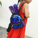 3pcs/Set Women Rabbit Ears Mini Sequins Backpack Clutch Shoulder Bags/Blue