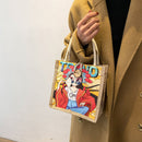 Casual Big Capacity Shopping Tote Portable Linen Women Lunch Bag Shoulder Pouch