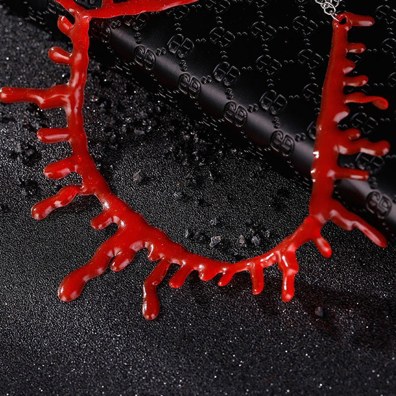 Style Party Dress Halloween Red Blood Drip Necklace Deathrock Punk Choker