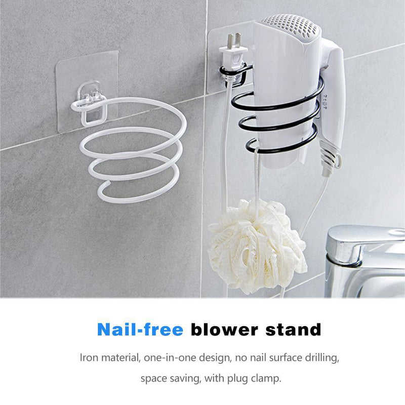Saving Space Iron Spiral Stand Hair Dryer Rack Durable Holder Bathroom Shelves