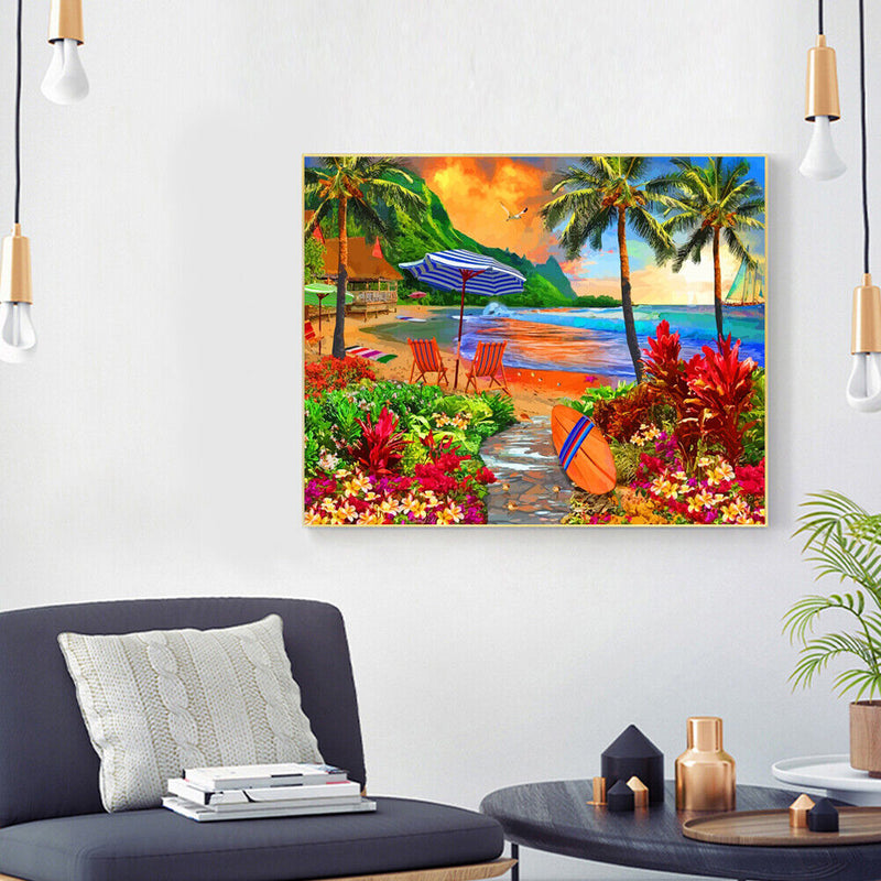 Seaside Scenery Oil Paint By Number Kit DIY Acrylic Painting on Canvas Framel