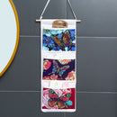 Butterfly Diamond Painting Wall Hanging Storage Bag 3 Pockets White (AA993)