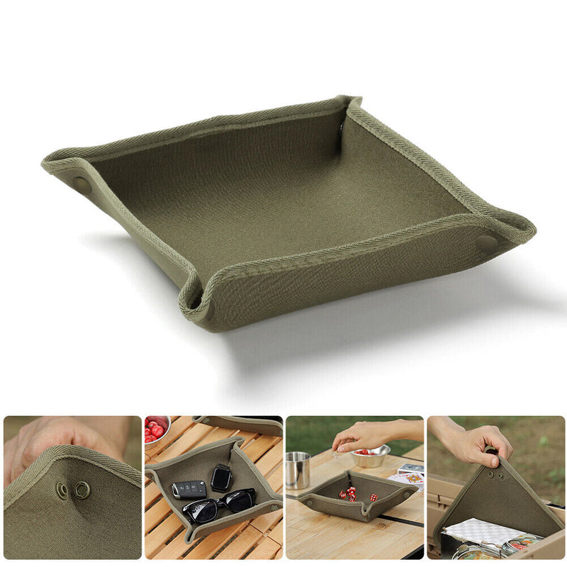 Canvas Storage Box Desktop Key Jewelry Sundries Lipstick Folding Tray (L) Newly