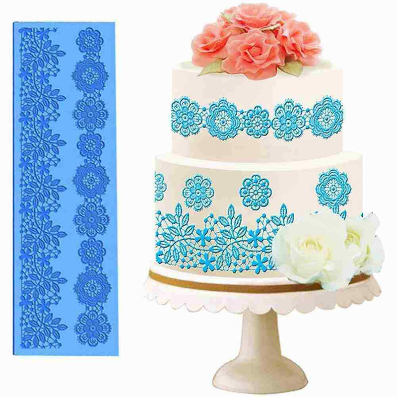 Large Flower Lace Silicone Fondant Cake Decorating Weddin Mat Mould Mold g L0O7