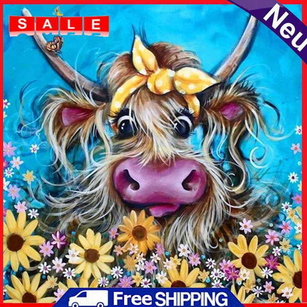 5D DIY Diamond Painting Kits Full Round Drill Cow Mosaic Picture Wall Decor Art