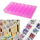 28 Slots Storage Box Nail Art Rhinestone Jewelry Display Case (Purple) Newly