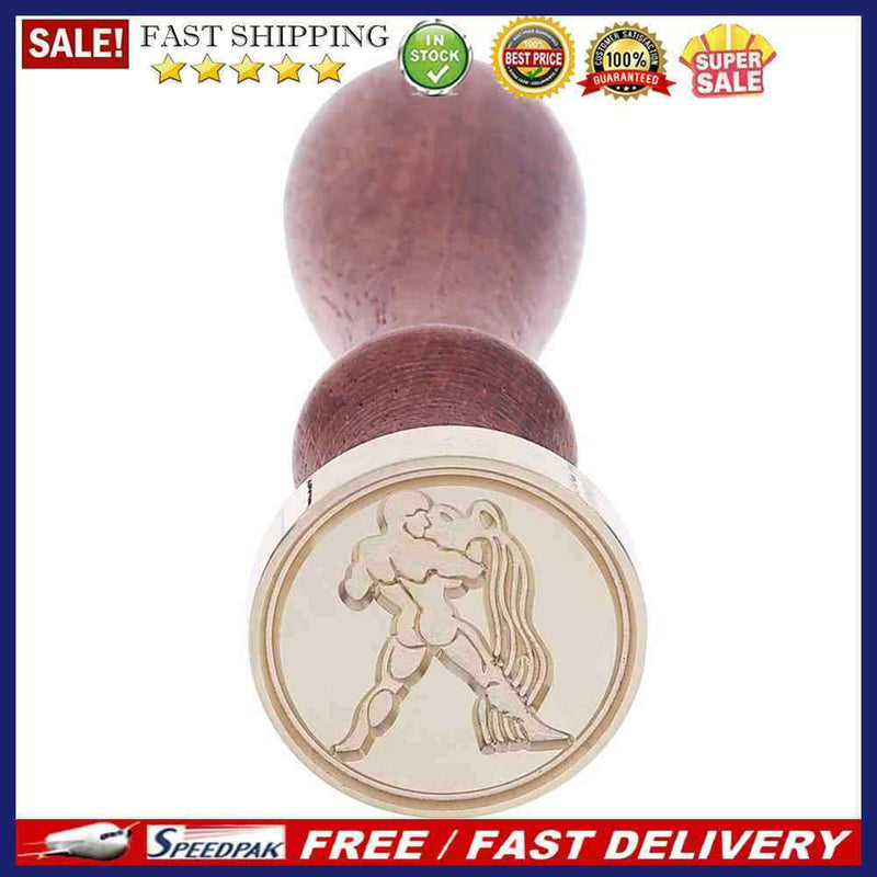 12 Constellations DIY Retro Wood Stamp Customs Sealing Wax Seal/Aquarius