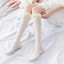 College Style Ultra-thin Bow Lolita Lace Socks High Tube Stockings Knee Socks