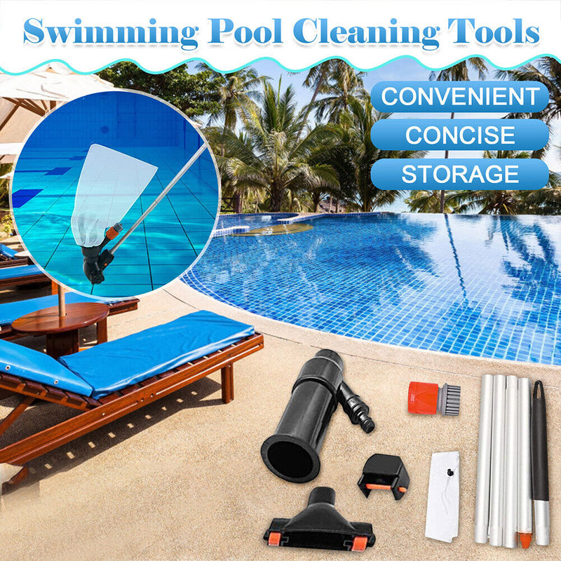 Swimming Pool Vacuum Head with Net Bag Pole Spas Ponds Fountains Brush Cleane