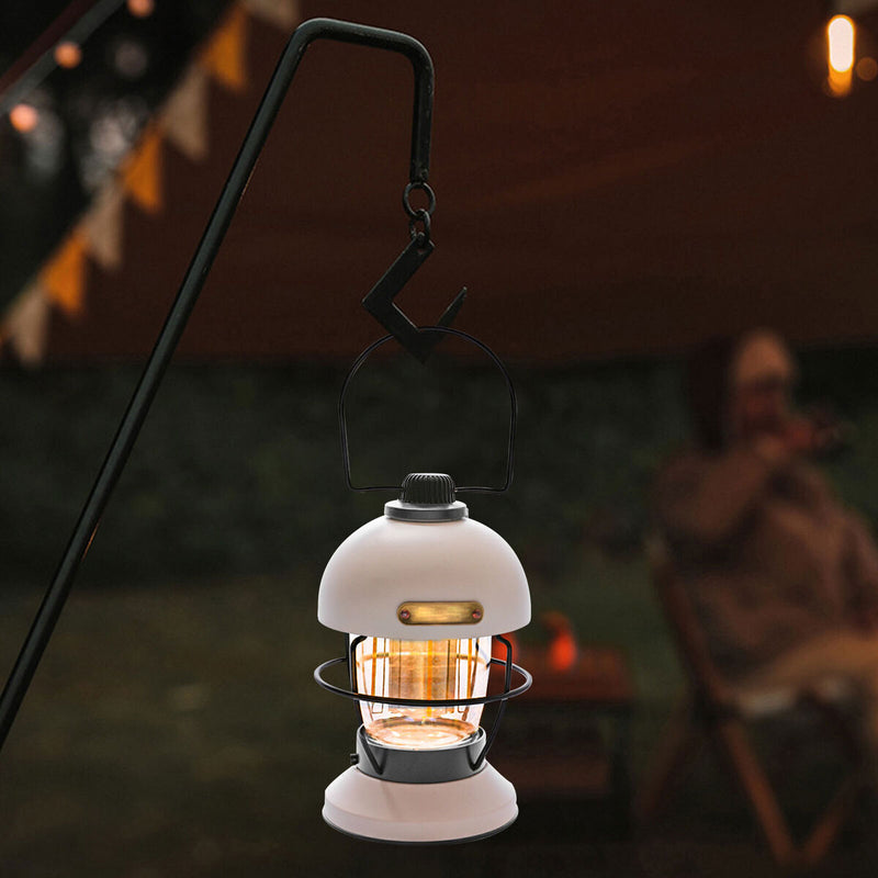 LED Camping Lantern Rechargeable Metal Grip Hanging Camping Lights (Beige)
