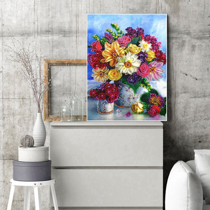 5D DIY Partial Special Shape Diamond Painting Flower Art Kit Rhinestone