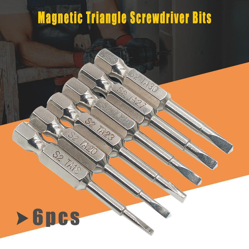 6pcs Magnetic Triangle Screwdriver Bits S2 Steel 1/4 inch Hex Shank Bit Set