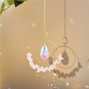 Crystal  Moon Circle Hanging Metal Pendant Home Decor (Pink)