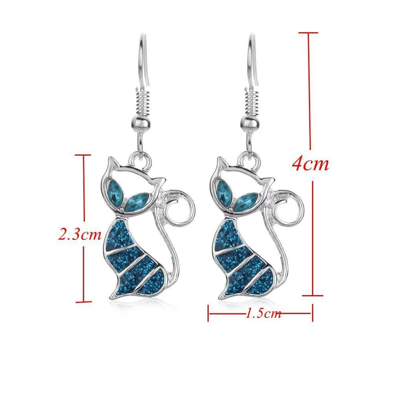 Women Fashion Trendy Jewelry Hook Ear Stud Opal Cat Earrings Drop Dangle