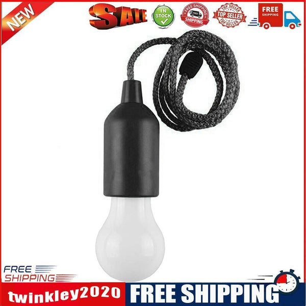 LED Hanging Light Bulb Battery Powered Colorful Pull Cord Bulbs (Black)