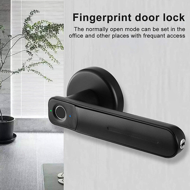 Fingerprint Door Lock Handle Smart Biometric Entry with 2 Keys (Black) Newly