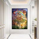DIY Sky City and Rainbow Printed Cross Stitch Full Cotton Handmade Embroidery