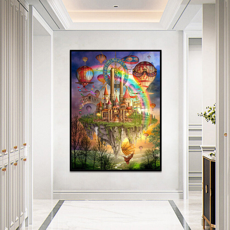 DIY Sky City and Rainbow Printed Cross Stitch Full Cotton Handmade Embroidery