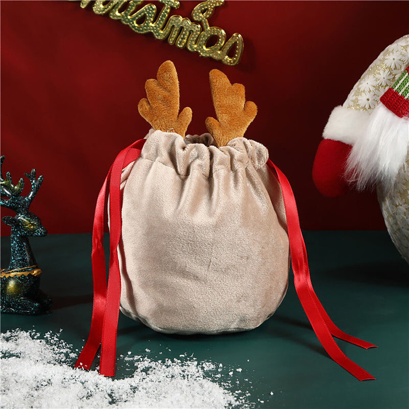 5pcs Gift Bags Drawstring Pocket Christmas Candy Bags Festive Party Decorations
