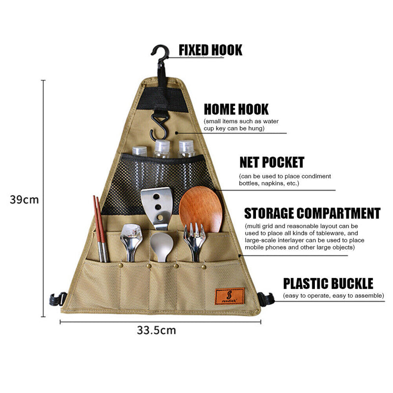 SUNDICK Outdoor Camp Picnic Tableware Storage Bag Barbecue Cutlery Hanging Ba