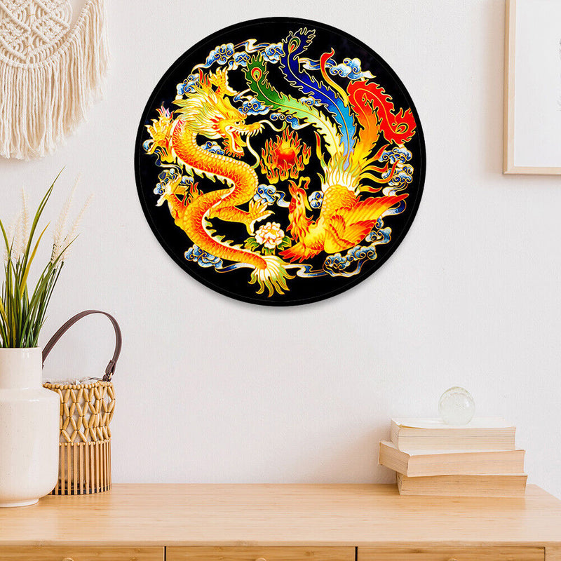 60x60cm 11CT Cross Stitch Kit DIY Stamped Dragon and Phoenix Needlework (B)