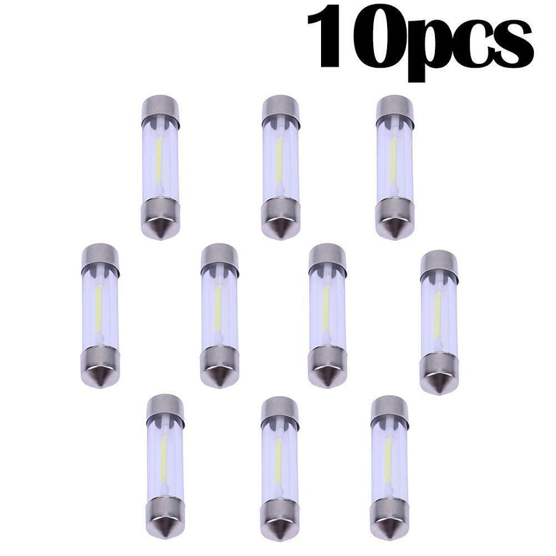 10pcs 39mm White COB LED Car Interior Glass Lens Festoon Dome Reading Light