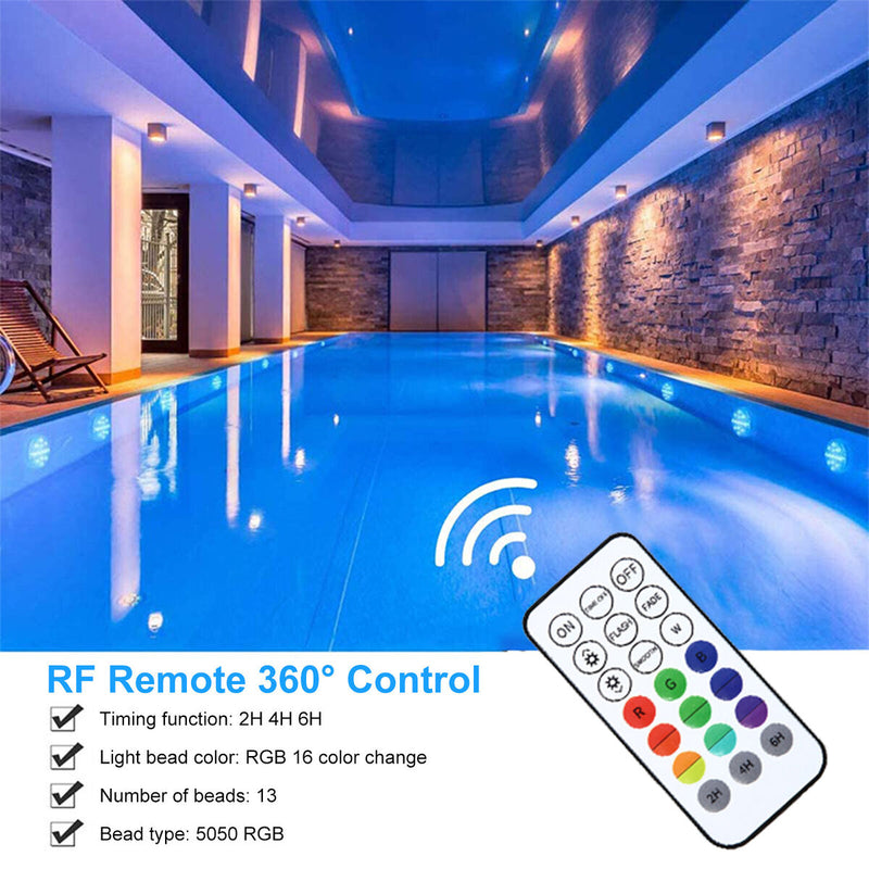 Pool Lights - Battery Operated Submersible LED Lights with Remote RF 16 Colors