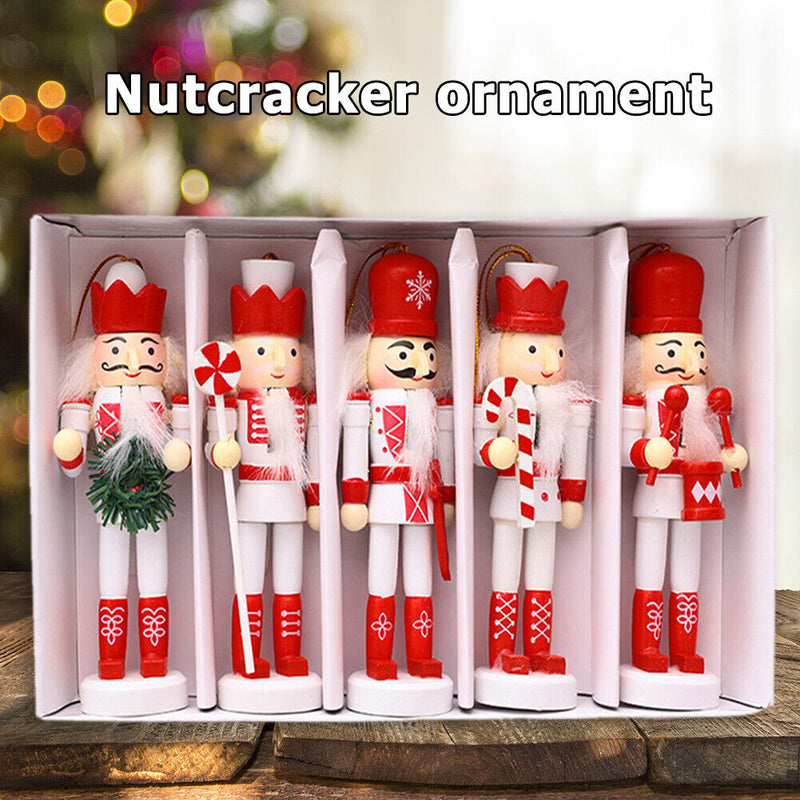 5pcs Walnut Soldier Wooden Ornaments Desktop Home Decorations Children Toys