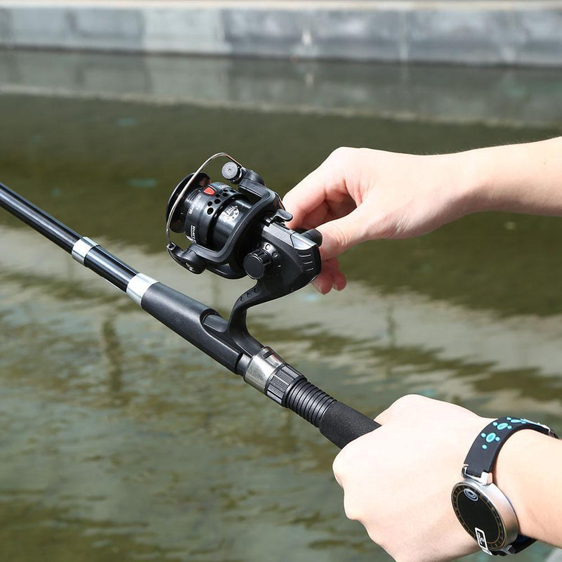 Metal Spinning Fishing Reel High Speed G-Ratio 5.2:1 Without Line (Black)