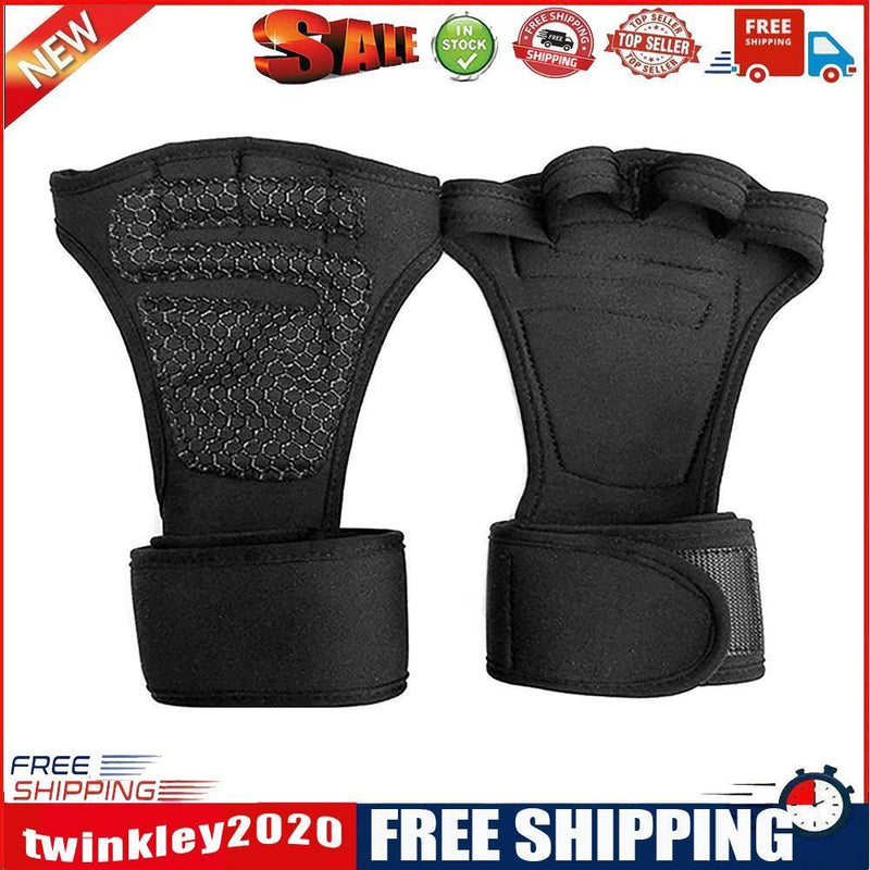 Sports Fitness Lifting Training Anti-skip Gloves Winding Bracer (Black/L)