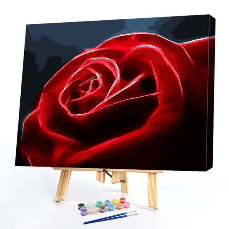 DIY Digital Painting By Numbers Rose Frameless Canvas Picture Home Wall Art