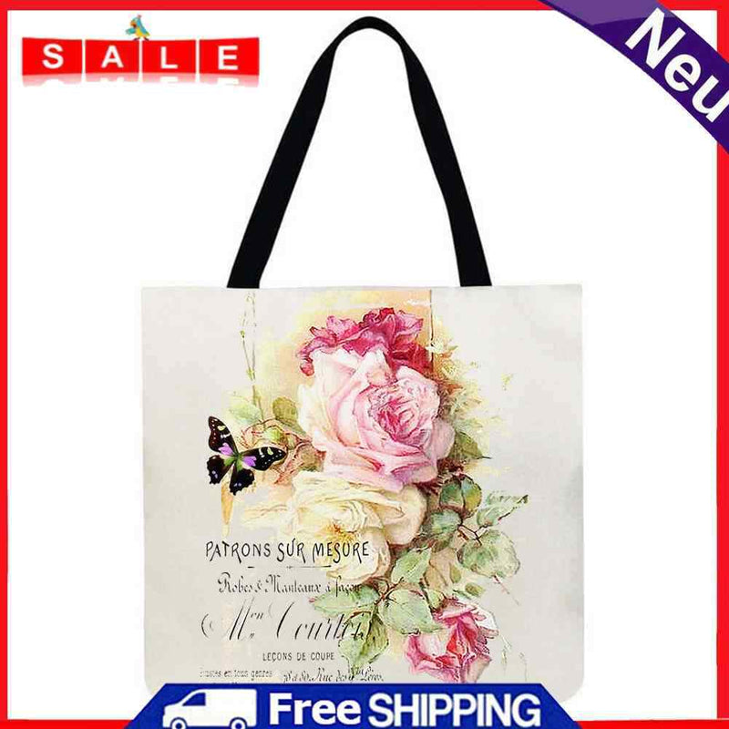 SoeHong Floral and Butterfly Shopping Bag, Large Capacity, 40