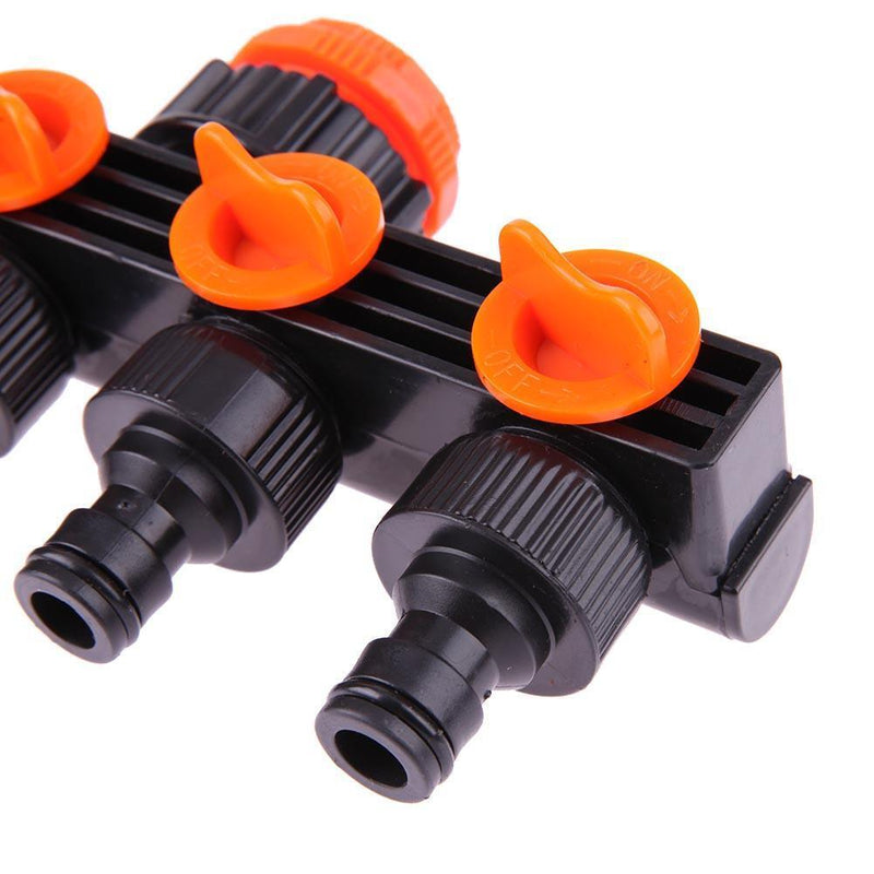 Plastic 4 Valve Way Branch Controller Garden Hose Pipe Splitter Drip