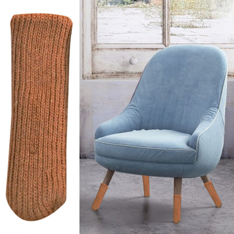 4pcs/set Pure Chair Feet Sock Thickened Table Leg Knitted Cover (Coffee)