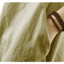 Solid Color Pleated O Neck Dress Button Women Short Sleeve Casual Loose Dresses