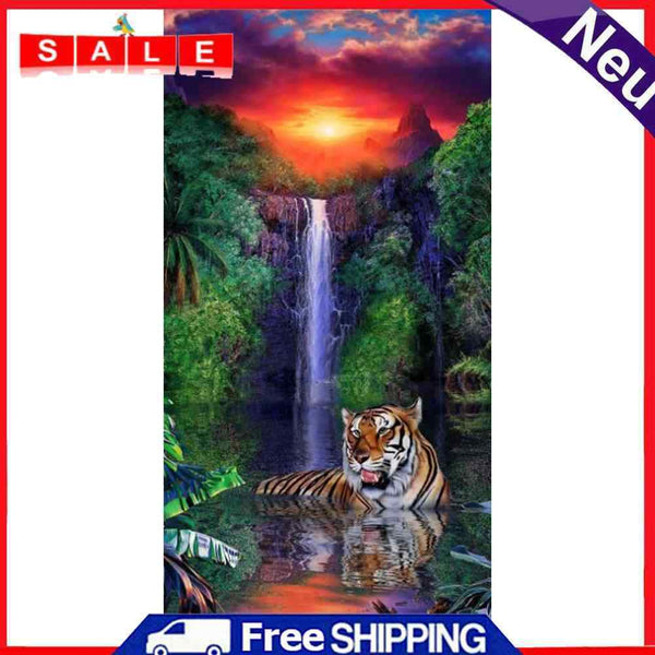 5D Diamond Painting Sunset Tiger Full Round Drill Rhinestone DIY Home Decoration