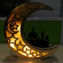 Wooden Hollow ?Moon Mosque Lights Ramadan Festival Desktop Ornament Decorat