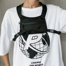 Street Shoulder Bags Women Men Nylon Hip Hop Vest Chest Pouch (1 Black)