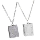 Men Women Friend Chain Book Square Shaped Necklace Pendant Photo Picture Locket