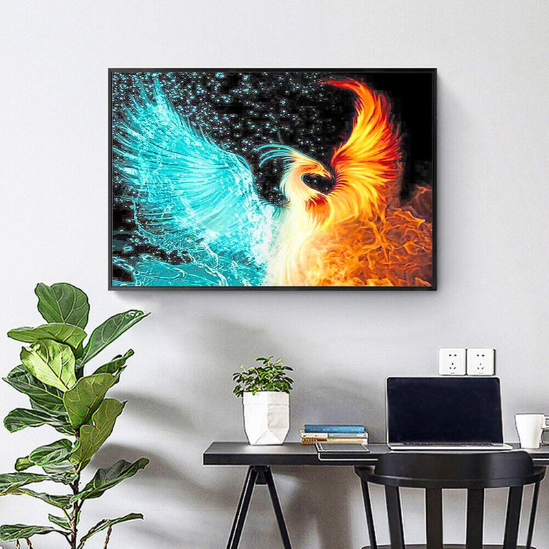 Art Canvas Oil Kit Drawing By Numbers Ice Fire Phoenix DIY Hand Painted Painting